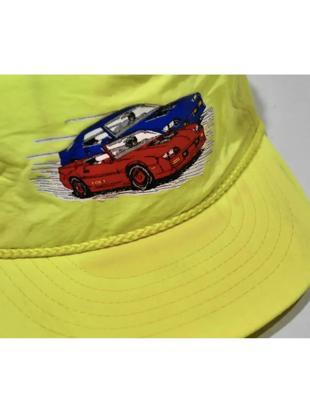 Vintage Racing Street Sports Car Neon Yellow 90s Strap Hat